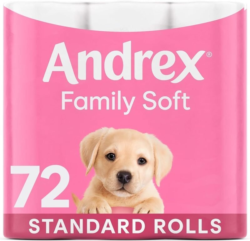 Andrex Family Soft Toilet Tissue 45 Standard Toilet Rolls, Gentle on your Family’s skin (Previously Andrex Gentle Clean Toilet Paper) – Family Pack of 45 Toilet Rolls, Packaging May Vary